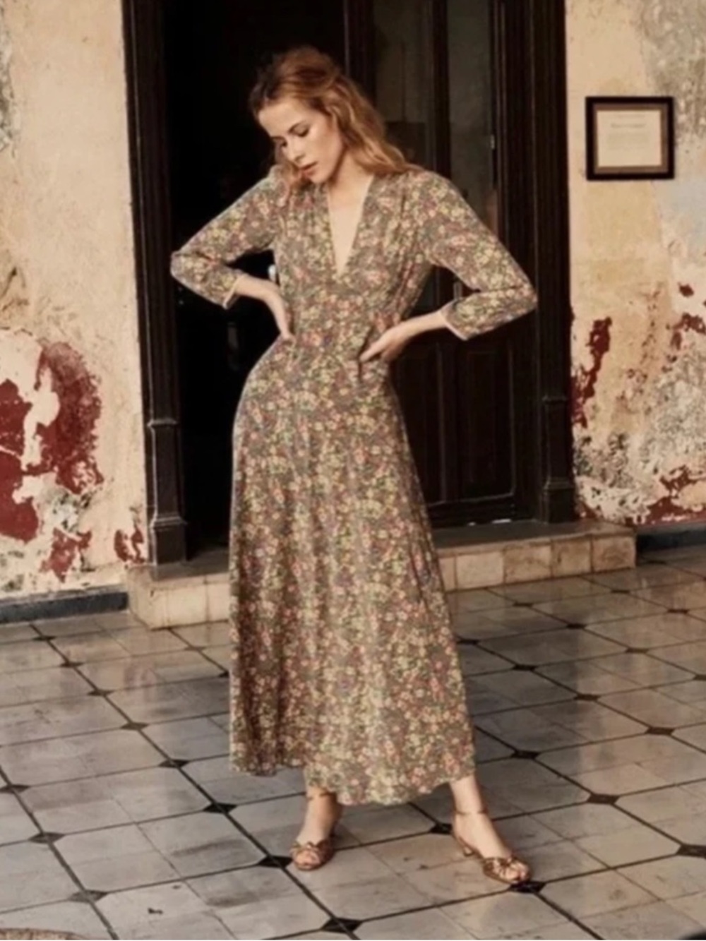 DOEN CATSKILL SILK DRESS IN GREEN VALLEY FLORAL XS